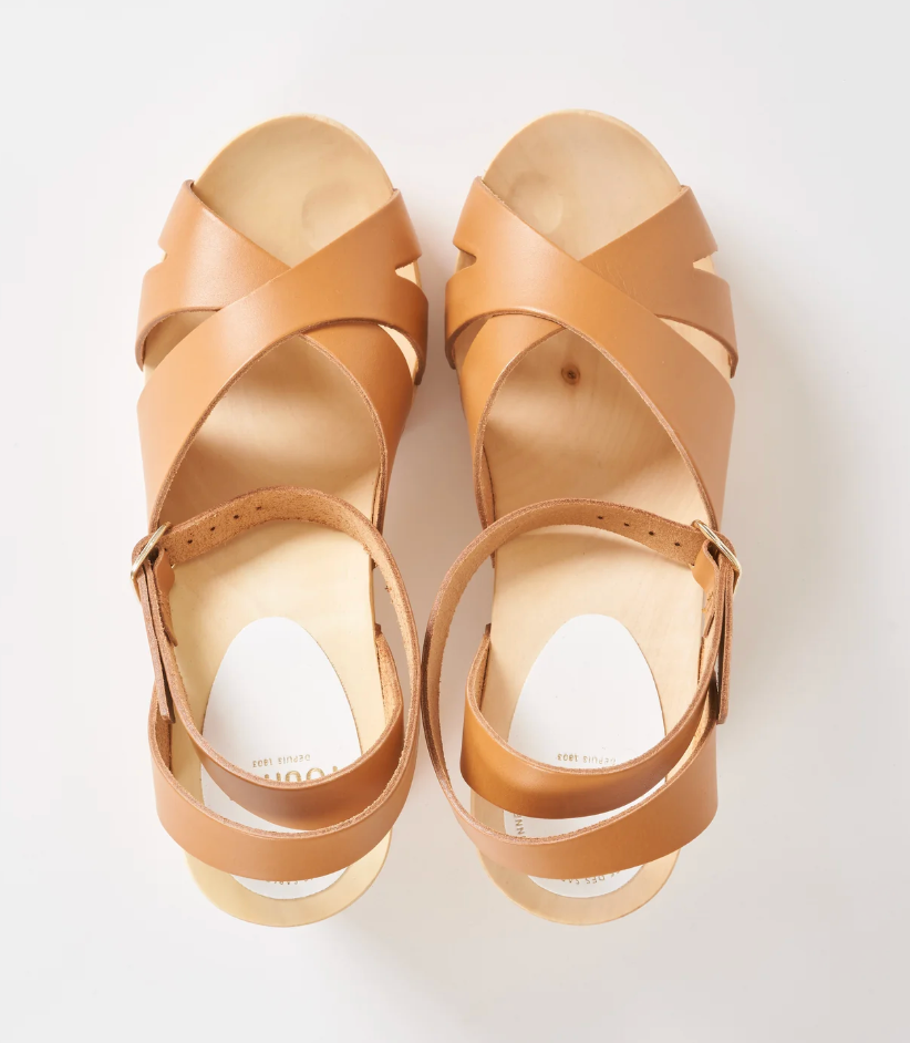 YBiza Camel Strappy Clogs
