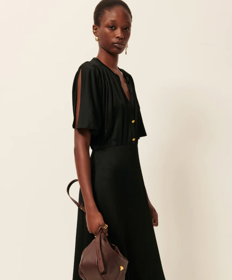 Ellita Black Flutter Slv Dress