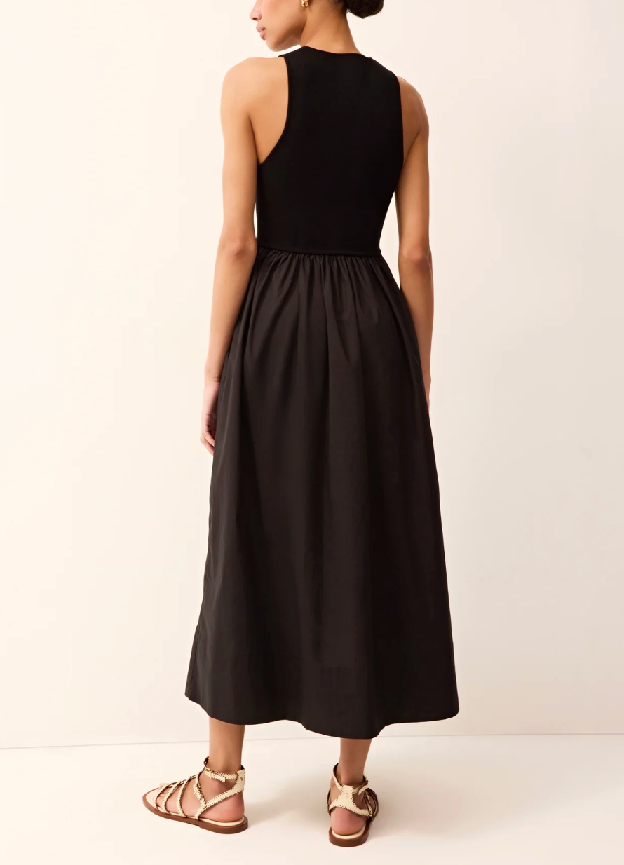 Anya Dress | Black Tank Top A-Line Midi Dress