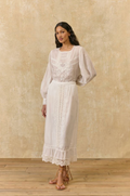 Isore Cotton Voile White Maxi Skirt