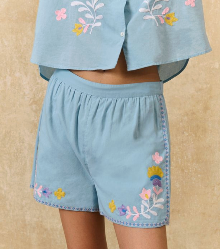 Maiwa Cotton Shorts | Cotton Embroidery Shorts
