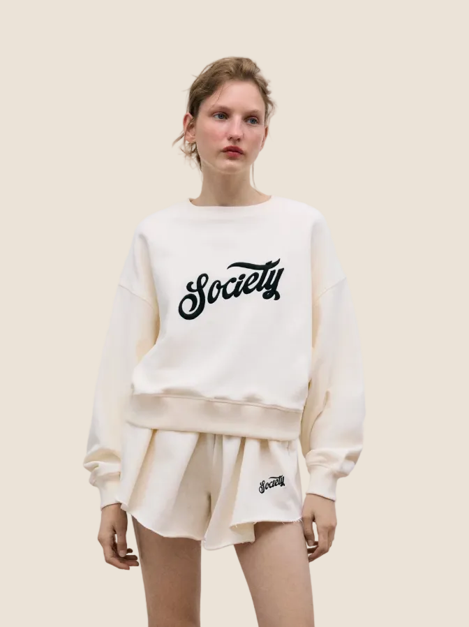 Society Sweatshirt | Cropped Crewneck Graphic Sweater