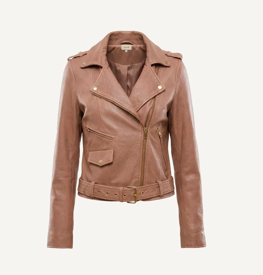 Asher Leather Moto Blush/Mocha Jacket