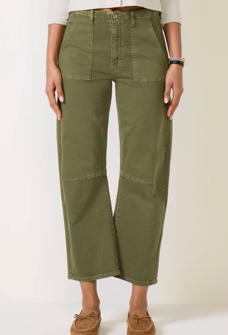 Le Jean Utility Barrel Jeans in Army