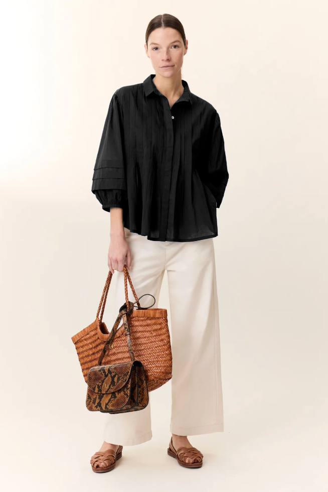 Chimi Shirt | Relaxed Fit Cotton Pleated Button Down