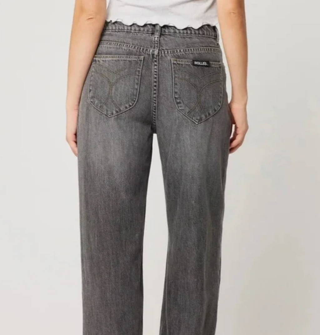Kate Baggy | Straight Leg Denim in Black Stone