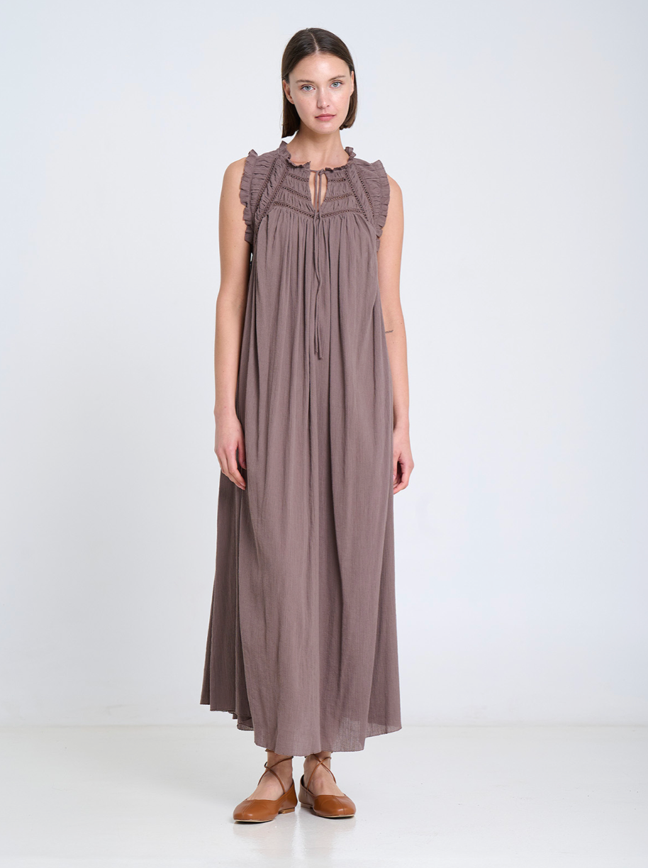 mocha maxi dress Mirella Smocked Bodice Maxi Dress Mocha