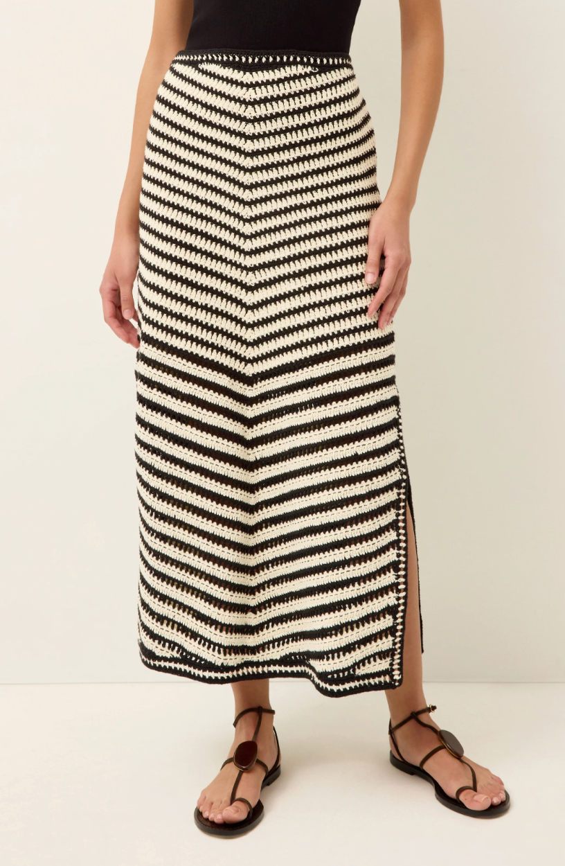 Dixie Regatta Black and White Geometric Knit Maxi Skirt