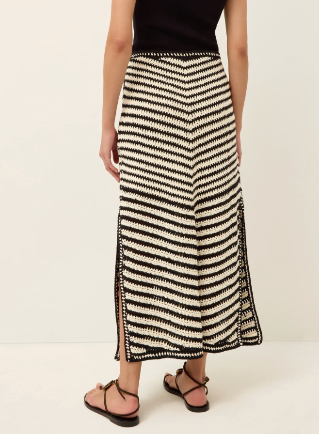 Dixie Regatta Black and White Geometric Knit Maxi Skirt