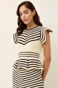 Audrey Regatta Striped Knit Peplum Top