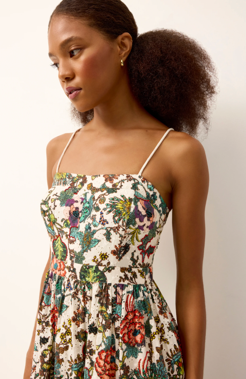 Selene Botanical Sweetheart Midi Dress
