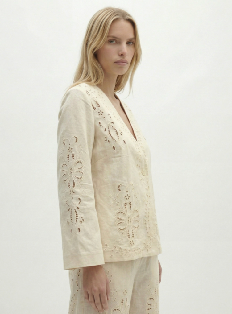 Cotton Eyelet Blazer