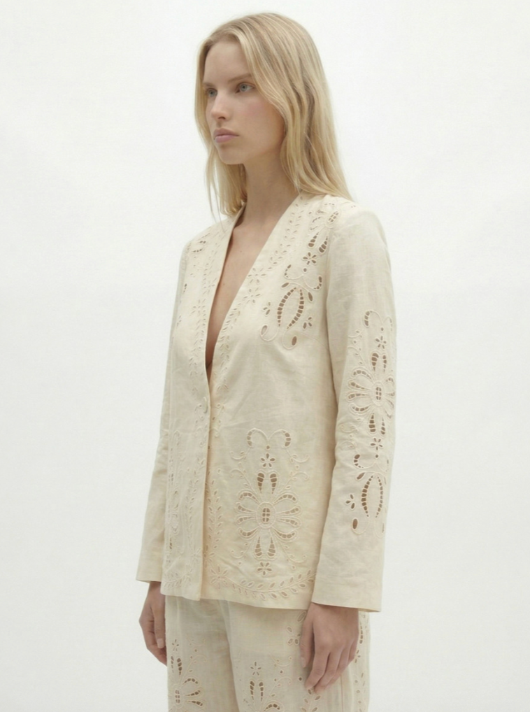 Cotton Eyelet Blazer