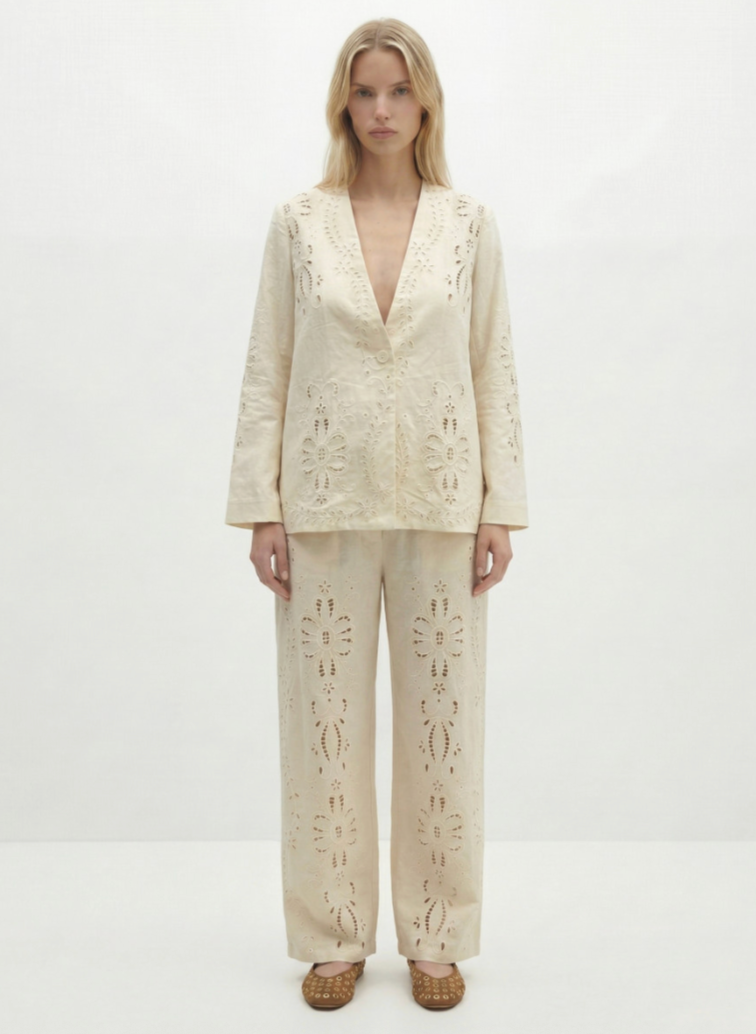 Cotton Eyelet Blazer