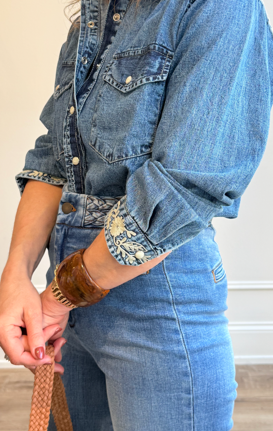 Cher Denim | Braided High Rise Straight Leg Jeans