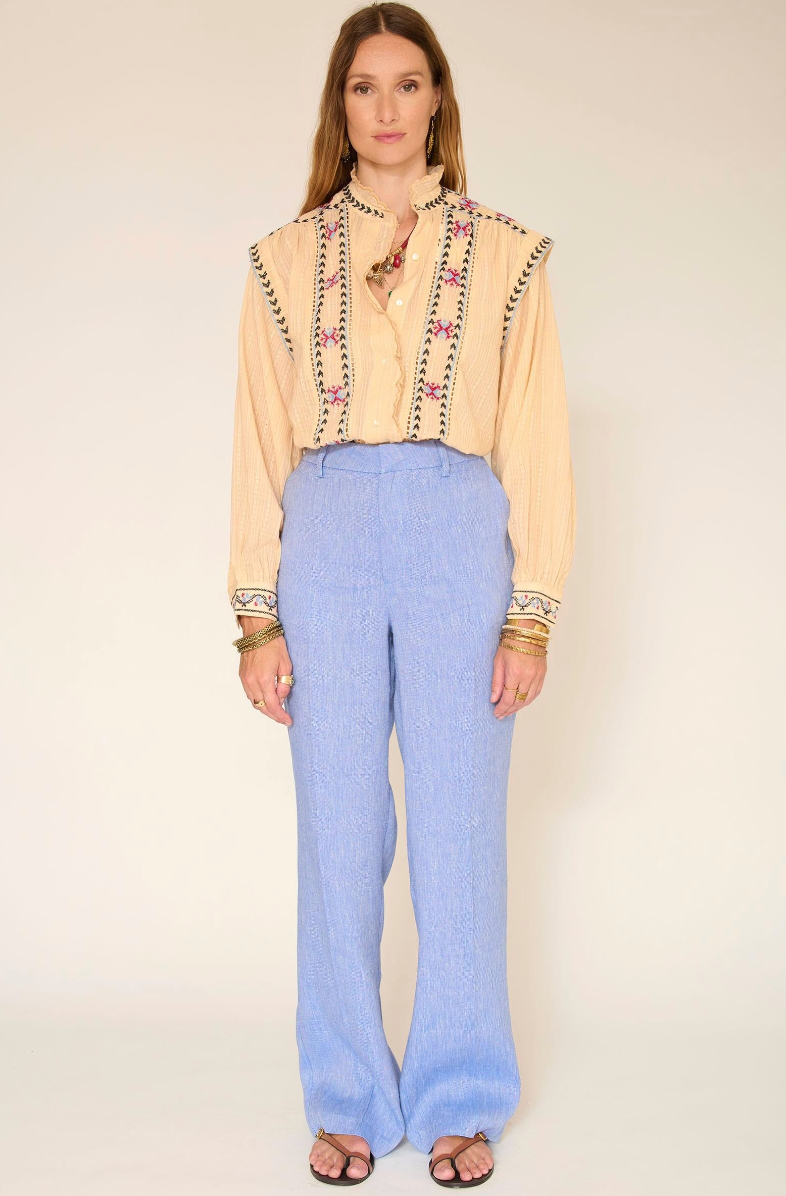 Petuna Trousers | Linen Blend Wide Leg Trousers