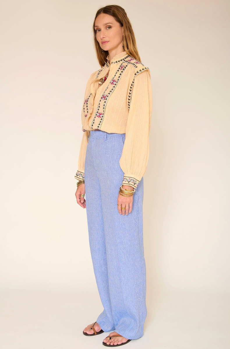 Petuna Trousers | Linen Blend Wide Leg Trousers
