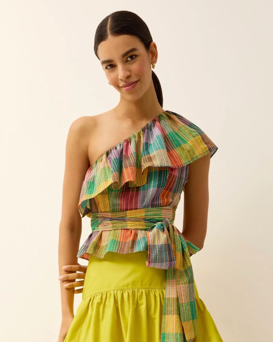 Idah Madras Top One-Shoulder