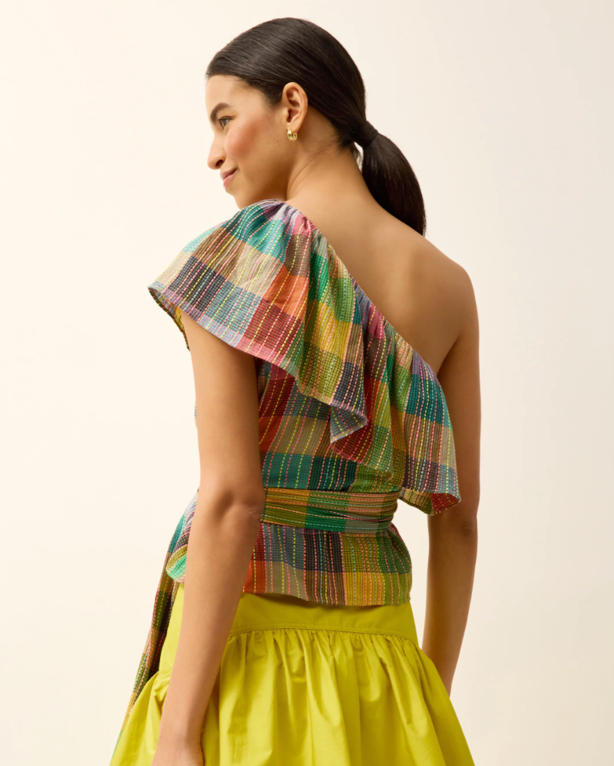 Idah Madras Top One-Shoulder