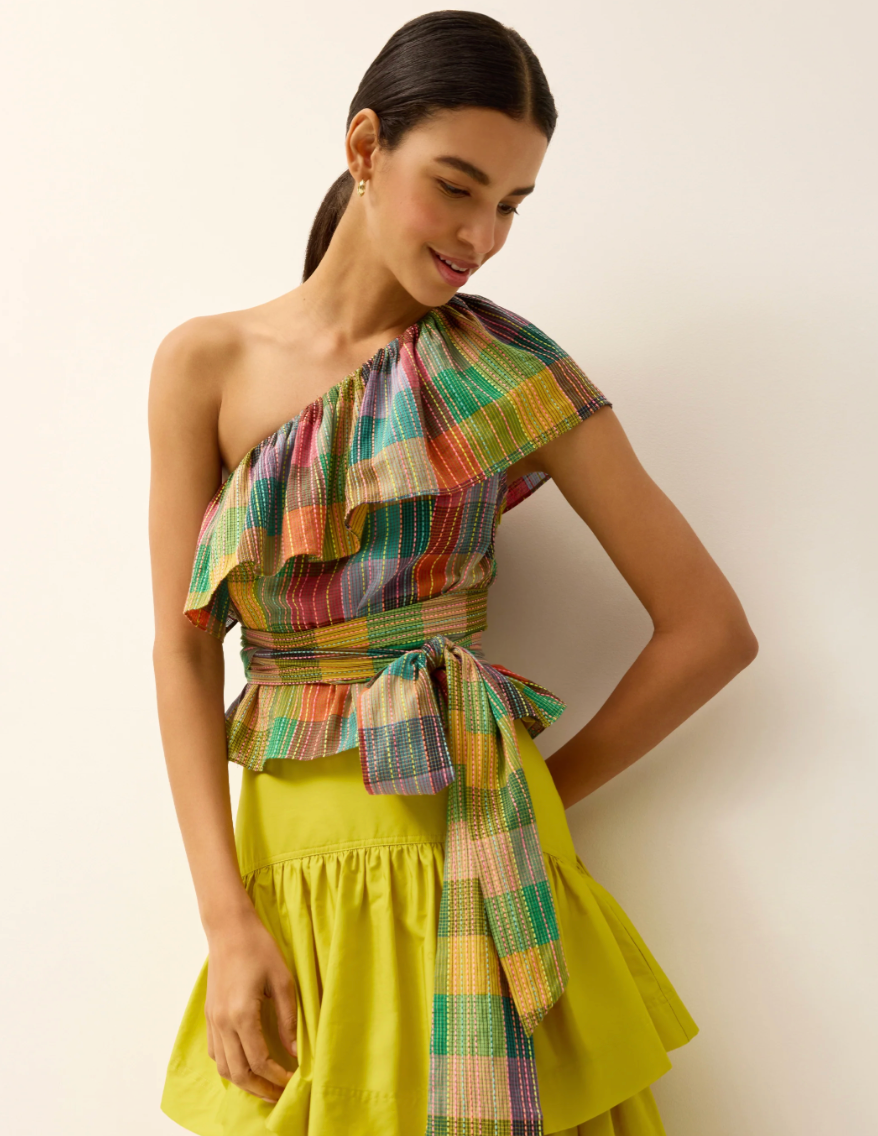 Idah Madras Top One-Shoulder