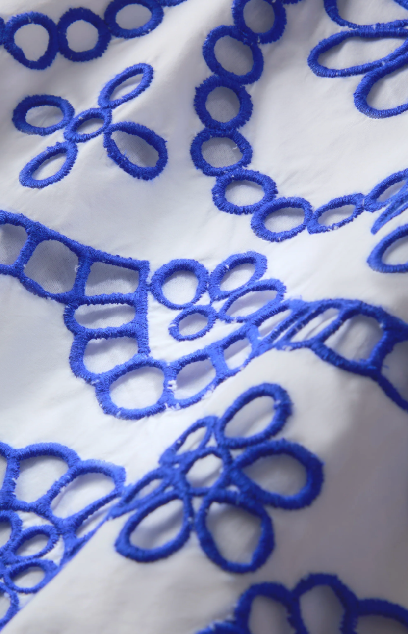 Embroidered Blue/White Blouse