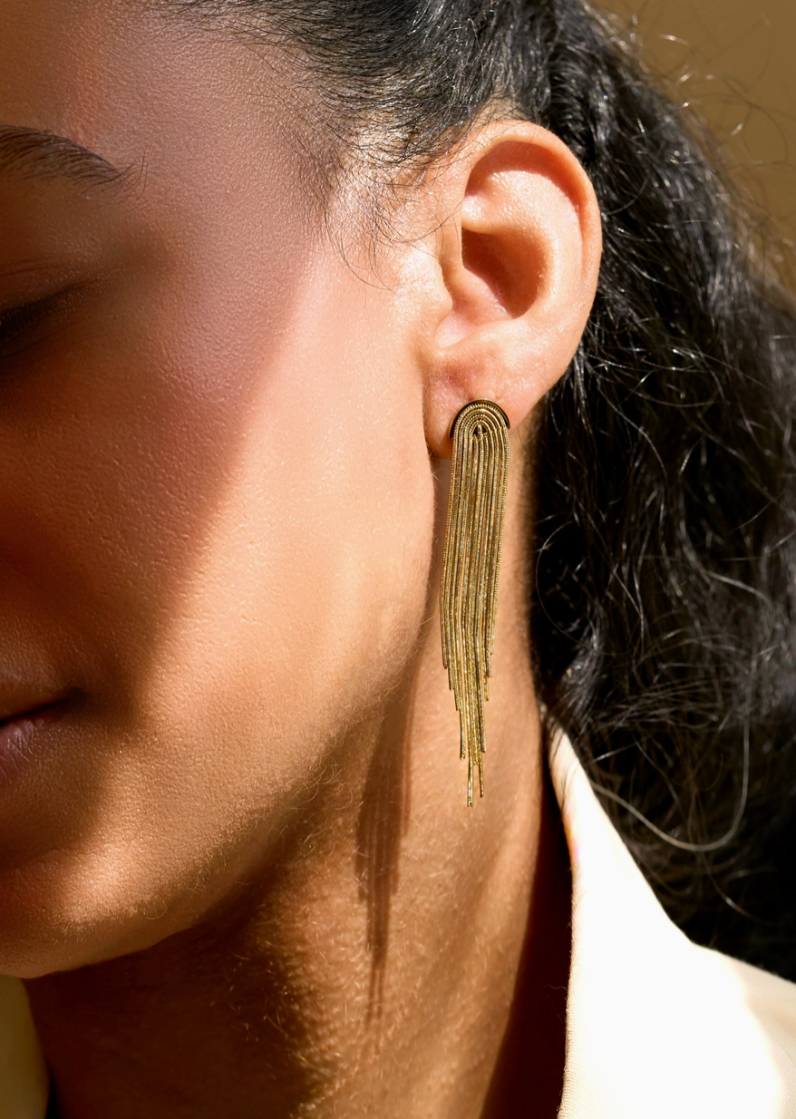 Half-Moon Dangle Gold Earrings