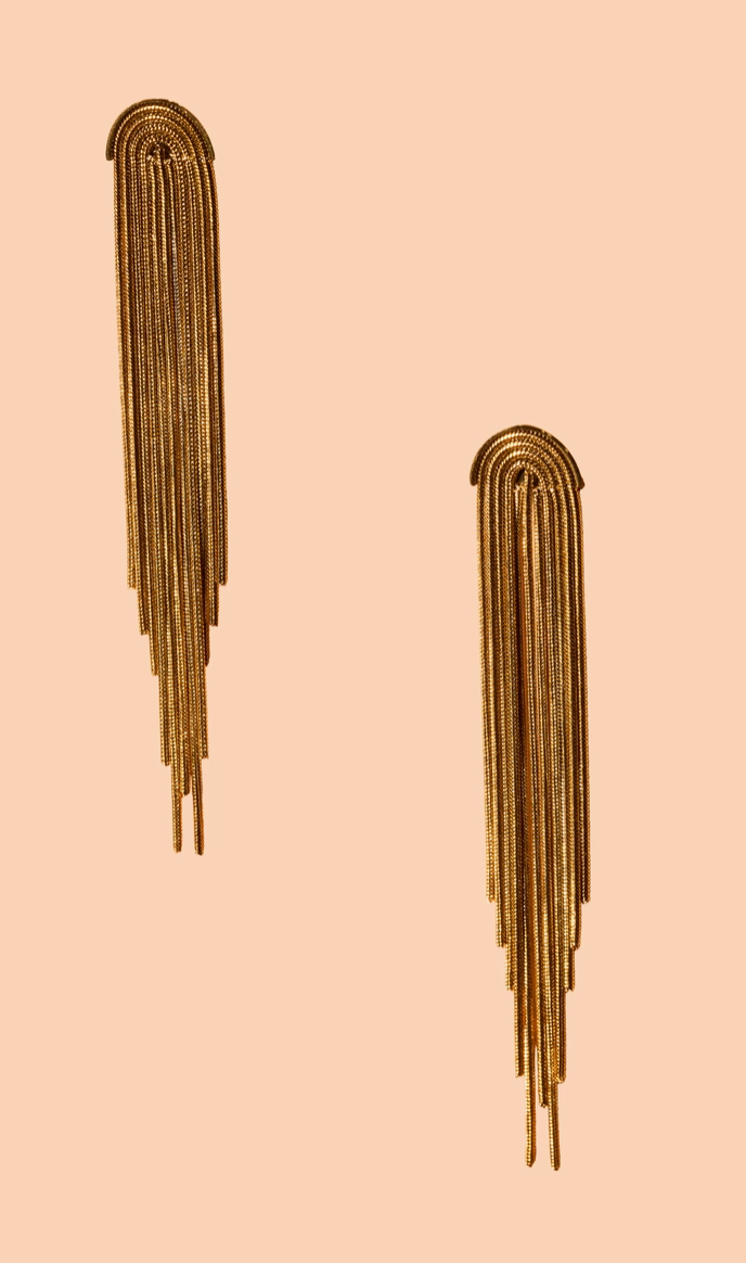 Half-Moon Dangle Gold Earrings