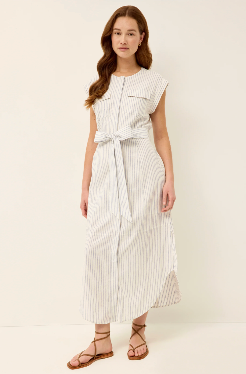 Erika Dress | Sleeveless Stripe Linen Maxi Dress