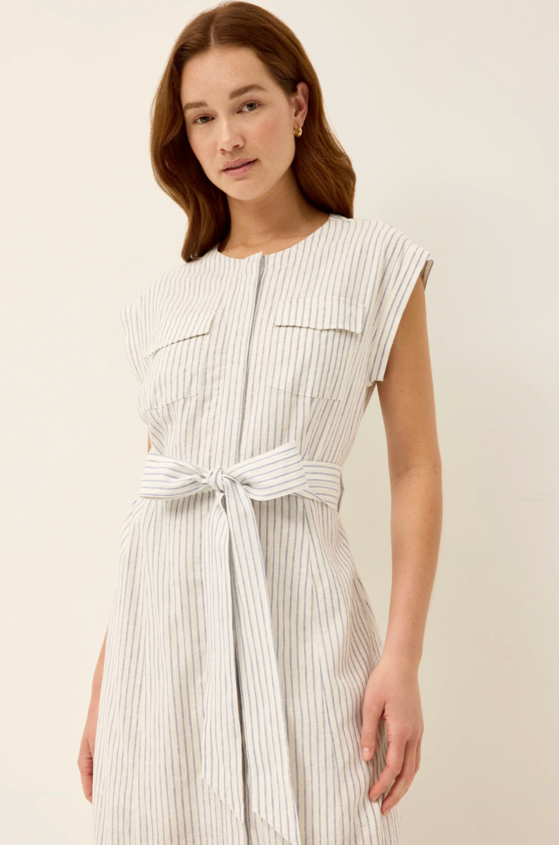 Erika Dress | Sleeveless Stripe Linen Maxi Dress