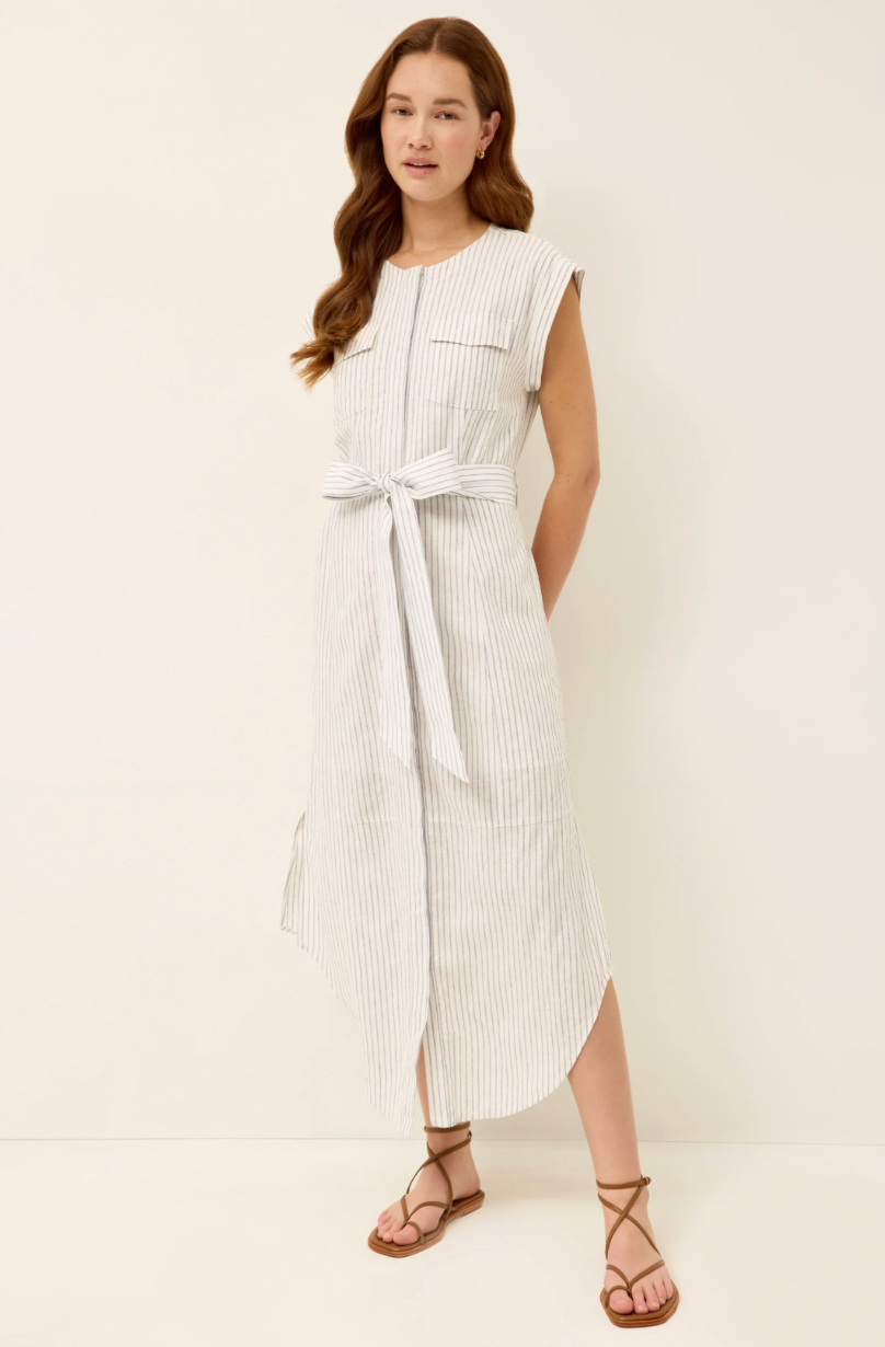 Erika Dress | Sleeveless Stripe Linen Maxi Dress