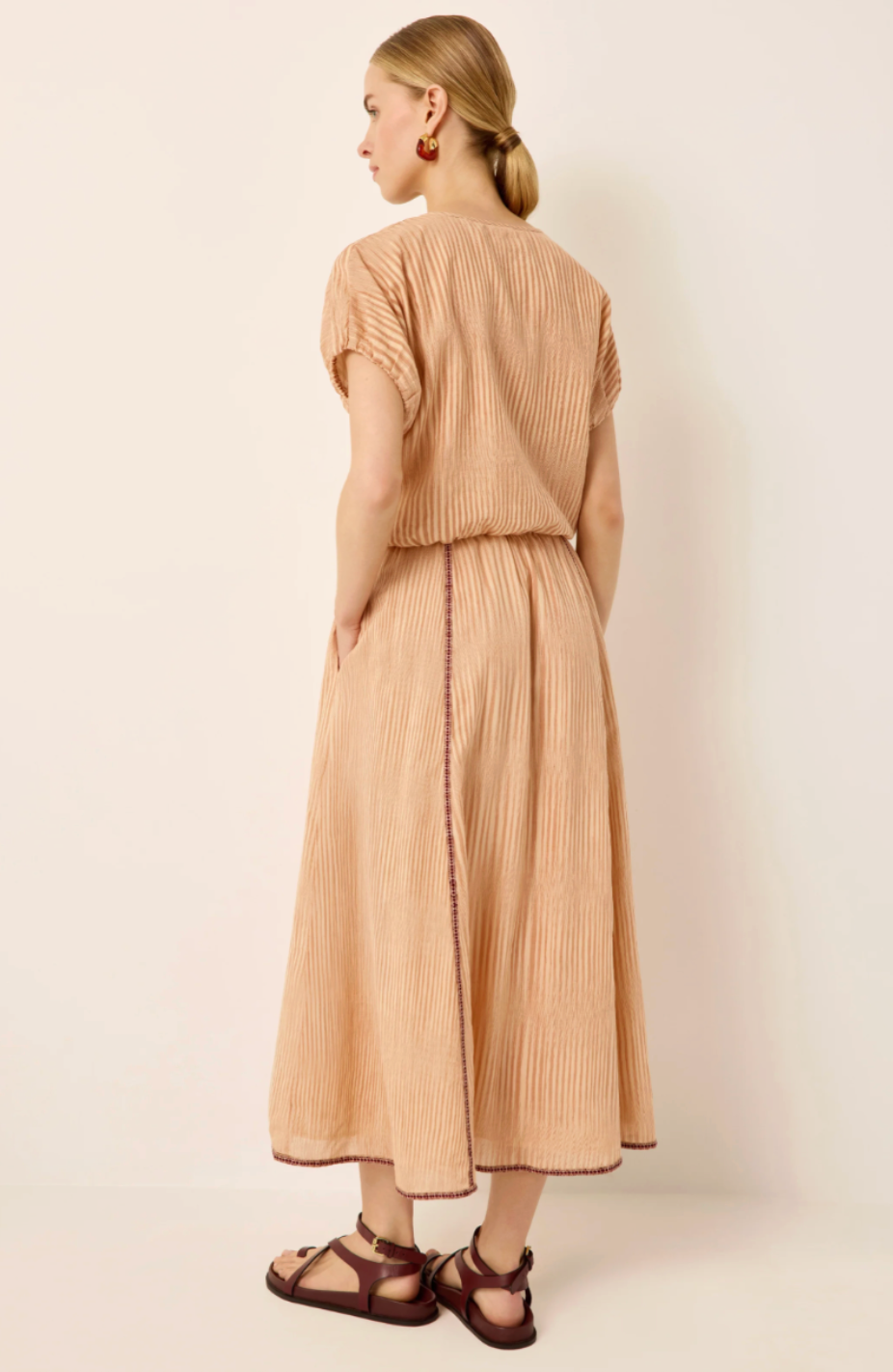 Sasha Skirt | Stripe Cotton Elastic Waist Maxi Skirt