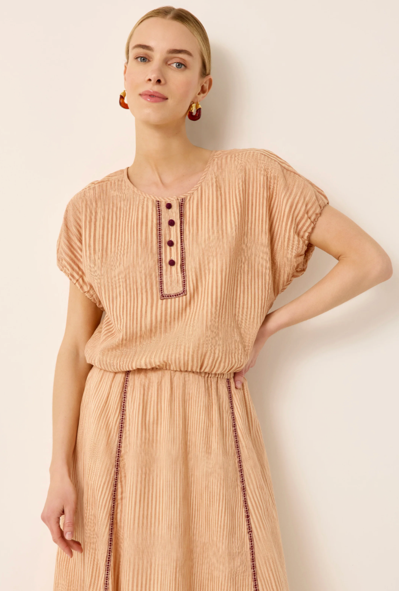 Jaylen Top| Relaxed Stripe Bubble Hem Blouse