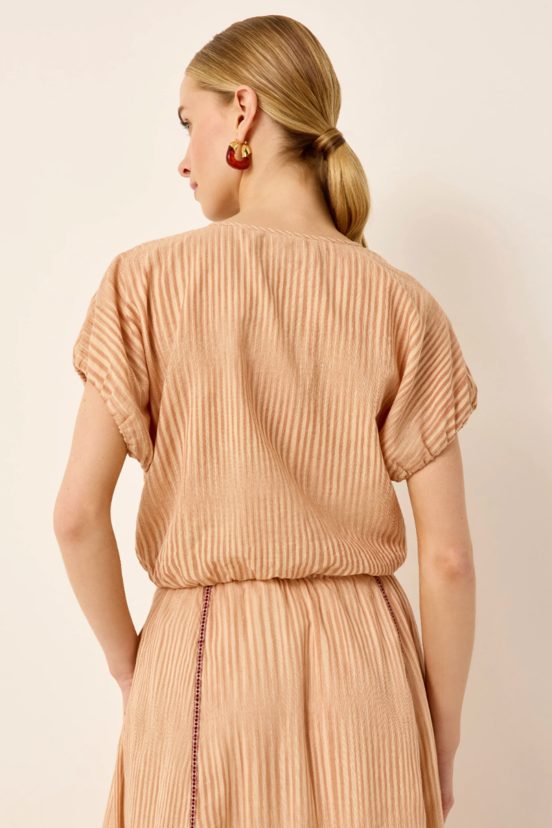 Jaylen Top| Relaxed Stripe Bubble Hem Blouse