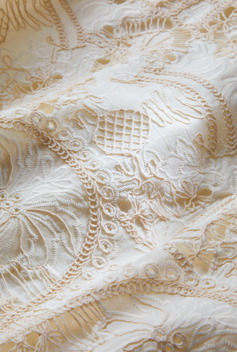 Bethany Tank | Cotton Embroidered Halter Tank Top with Ruffle Detail