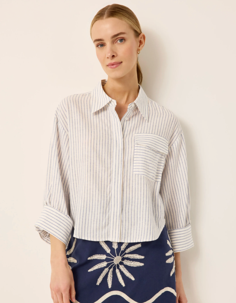 Kirven Striped Linen Blend Blouse