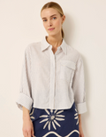 Kirven Striped Linen Blend Blouse
