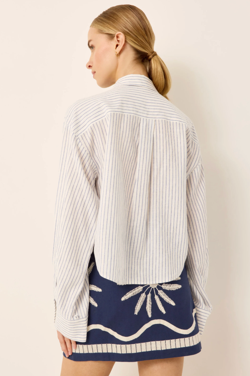 Kirven Striped Linen Blend Blouse