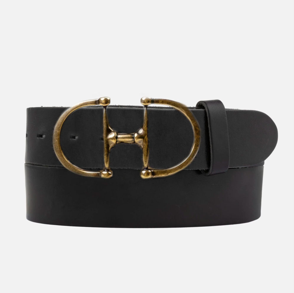 Horsebit Buckle Black Leather Belt