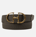 Olive Stretch Belt With Horsebit Buckle