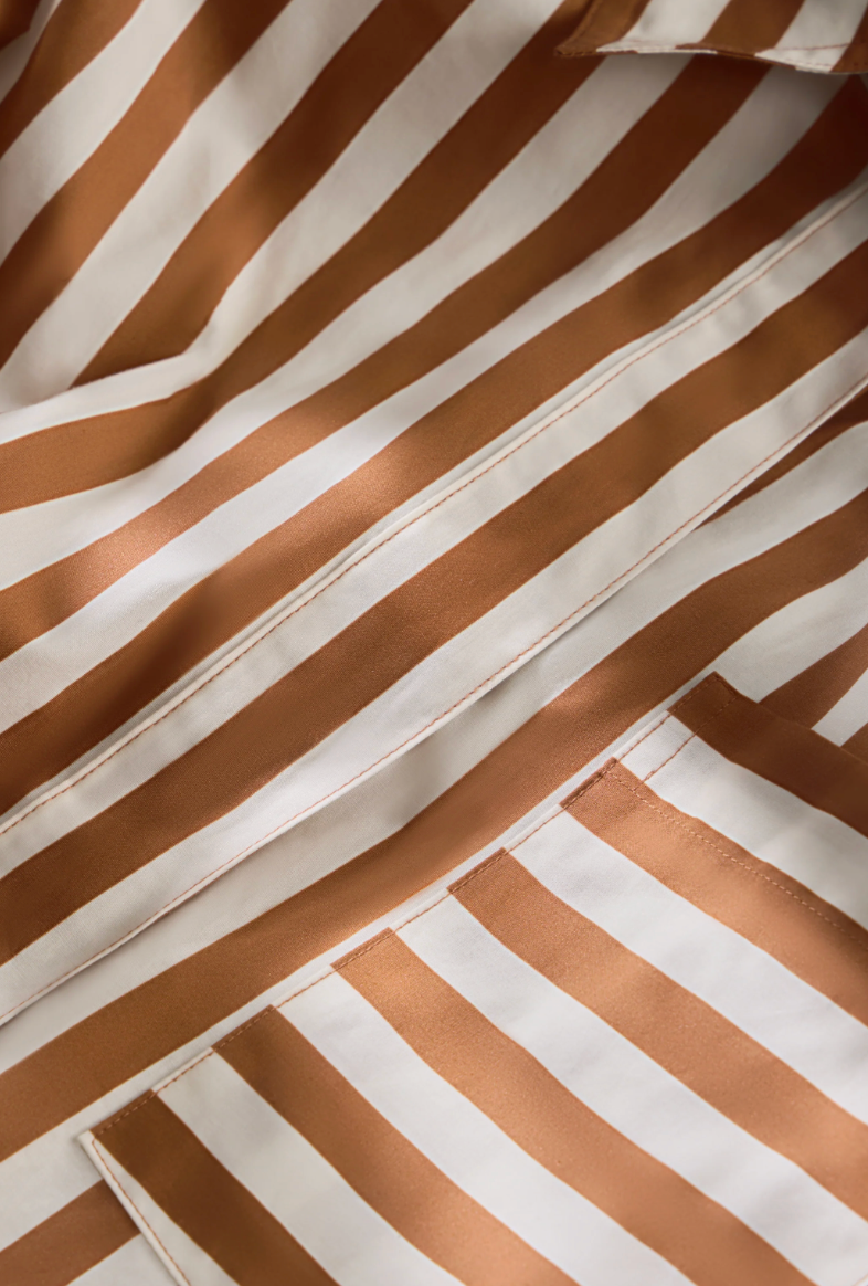 Dakota Romper | Brown and White Stripe Jumpsuit