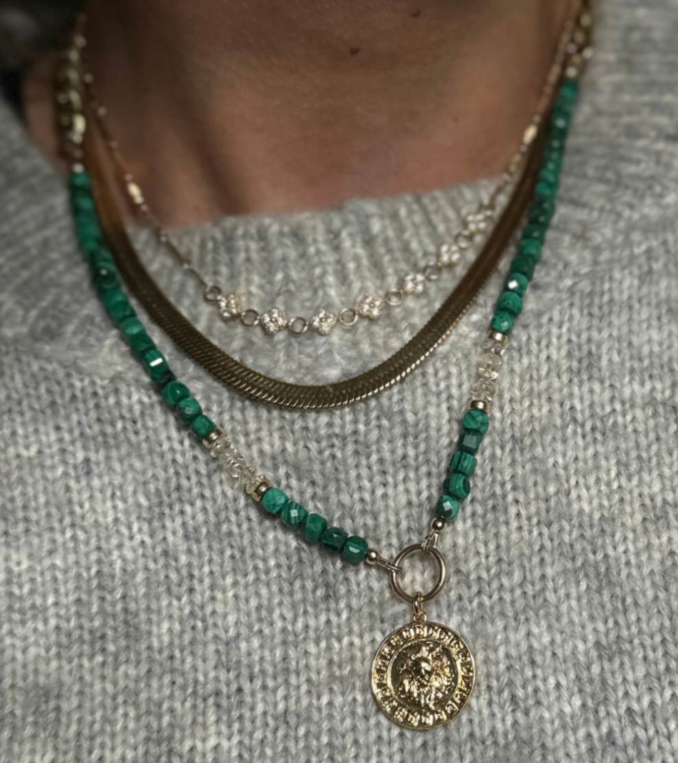 Malachite & Citrine Lion Necklace