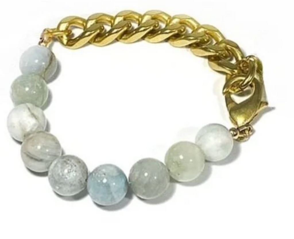Remix: Faceted Aquamarine Rondelles Bracelet