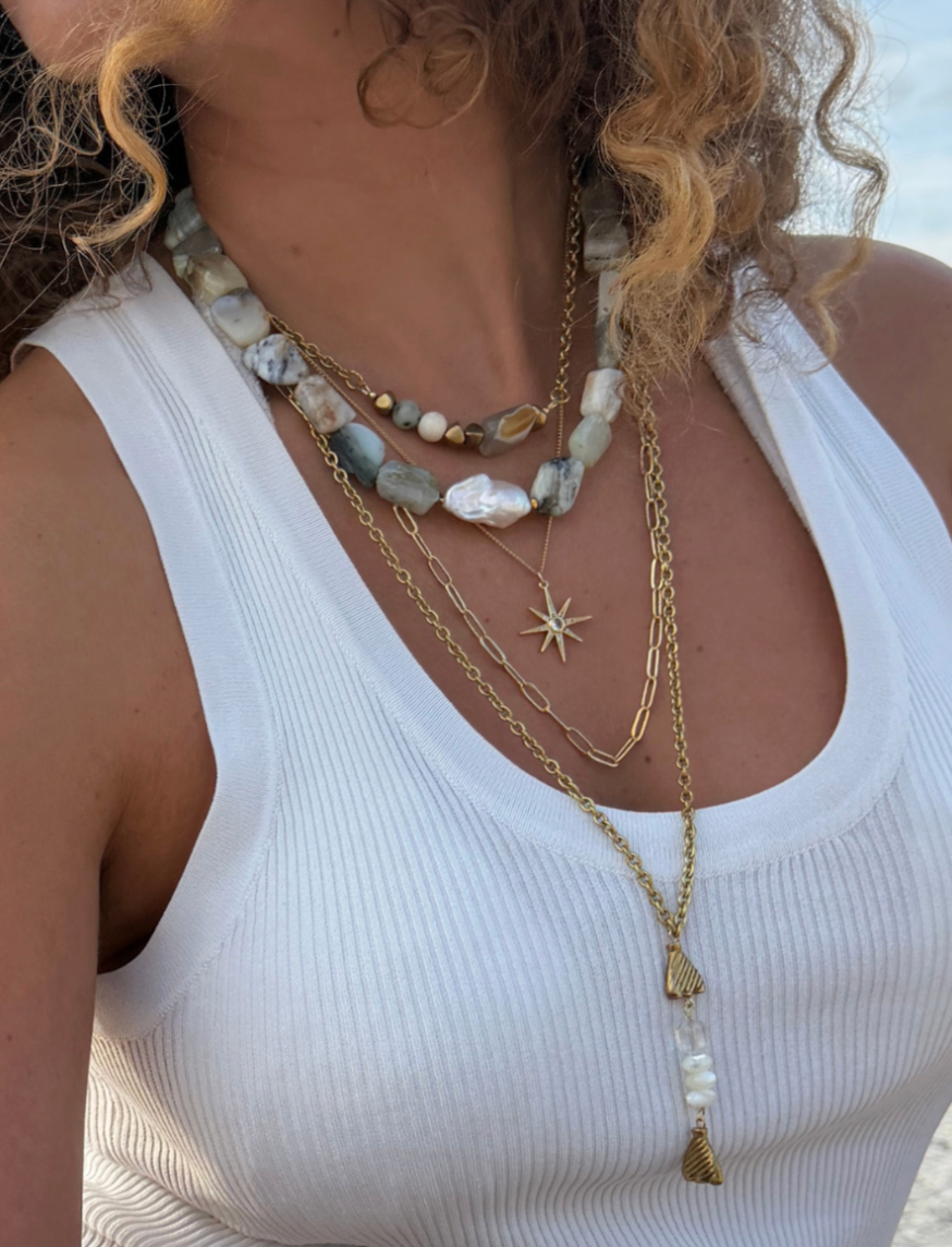 Peruvian Opal & Pearl Center Stone