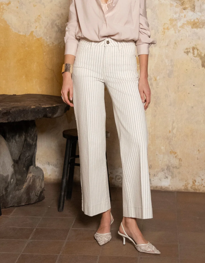Viena Cropped Wide-Leg Stripe