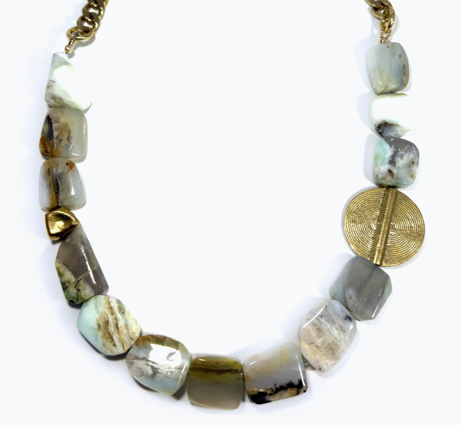 Peruvian Opal & Brass Medallion