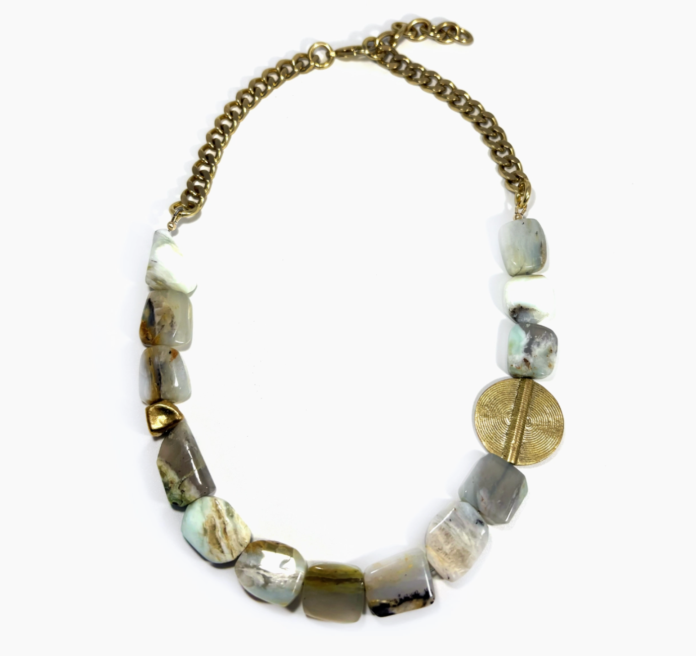 Peruvian Opal & Brass Medallion