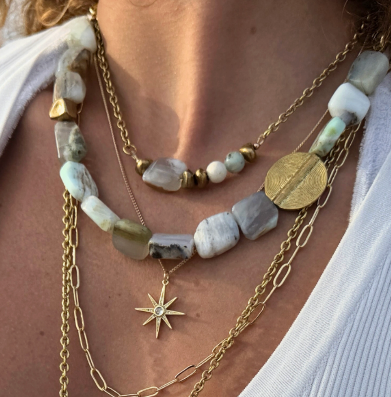 Peruvian Opal & Brass Medallion