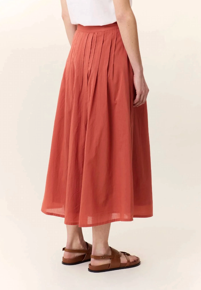 Pleated Cotton Skirt with Pockets