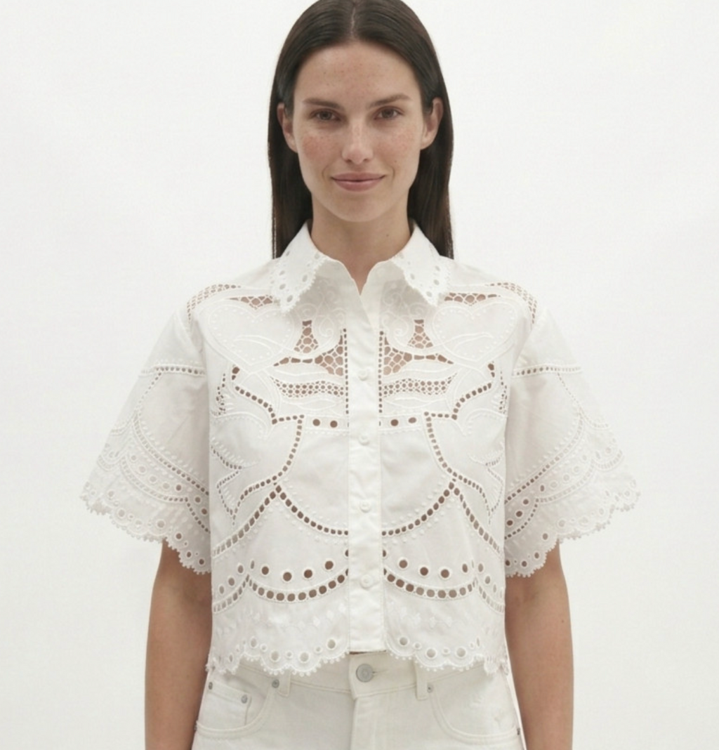 White Bird Eye-Lit Blouse