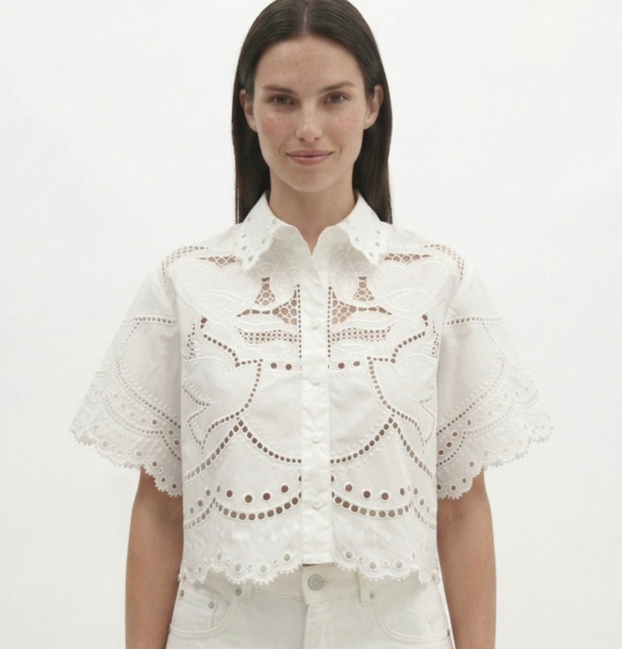 White Bird Eye-Lit Blouse